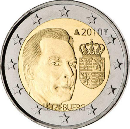 Λουξεμβούργο 2€ Εθνόσημο του Μεγάλου Δούκα 2010