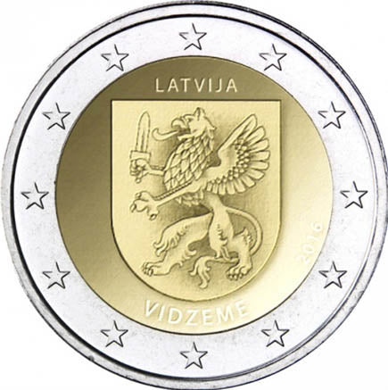 Λετονία 2€ Περιφέρεια Vidzeme 2016