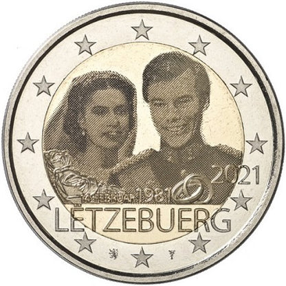 Λουξεμβούργο 2 € Γάμος 40ης επετείου Theresa and Henry 2021 (έκδοση ολογράμματος)