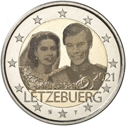 Λουξεμβούργο 2 € Γάμος 40ης επετείου Theresa and Henry 2021 (έκδοση ολογράμματος)
