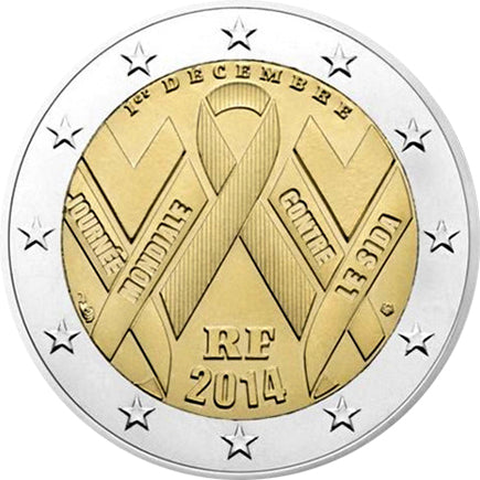Γαλλία 2€ Παγκόσμια Ημέρα κατά του AIDS 2014